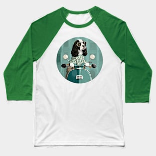 Super Cool Springer Spaniel on a Scooter 2 Baseball T-Shirt